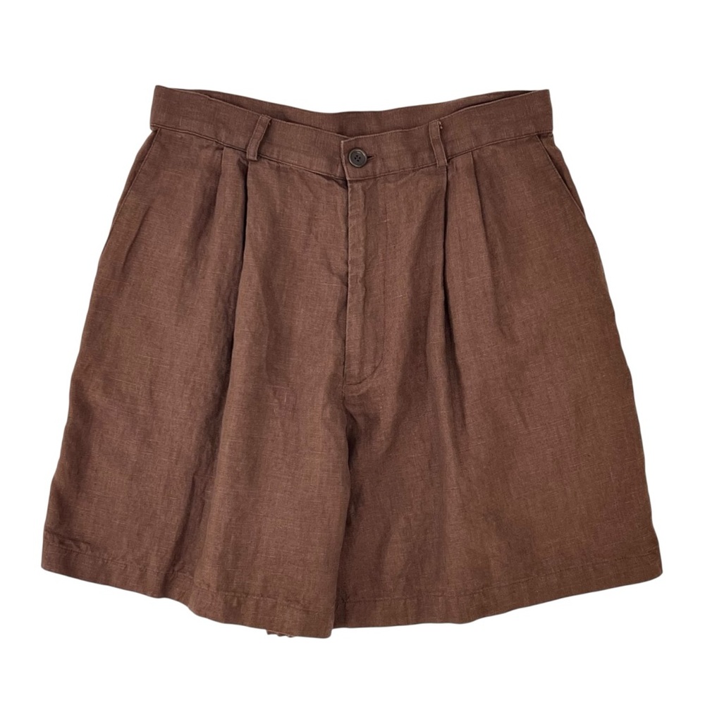 OZMA of California Brown Linen High Rise 6" Inseam Shorts sz M